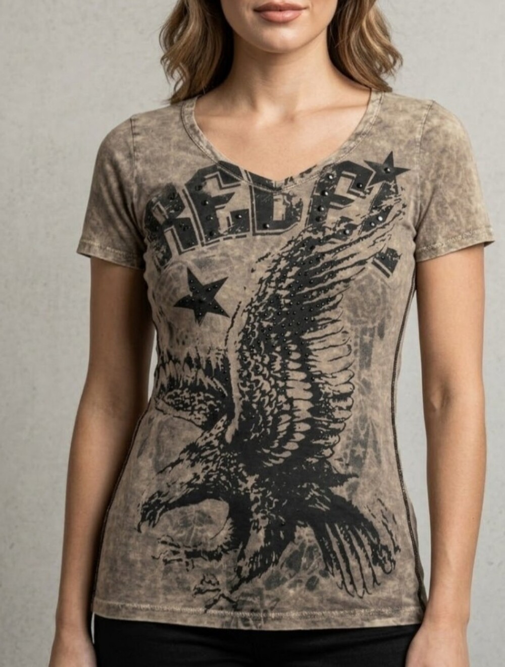Daytrip Vintage-Inspired Eagle Graphic Tee - Tan Sz XS